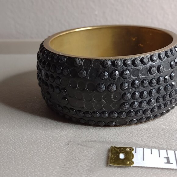 Very Heavy Distressed Beat Up Vintage Black 8 Inch Bangle - Picture 5 of 12